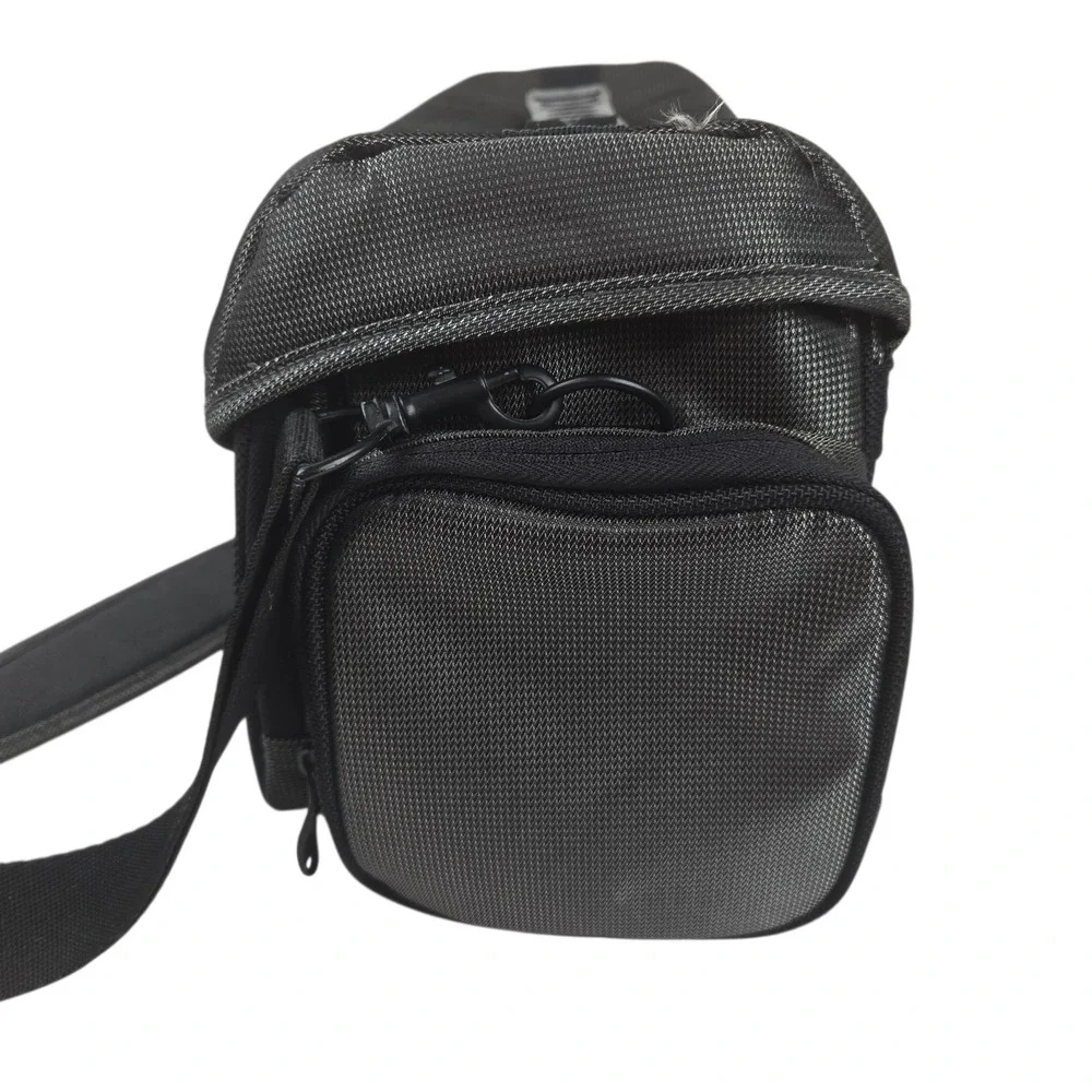 Vtg 90s Eddie Bauer Camera Shoulder Bag Black/Gray Nylon Lg 14x7x7 w Pockets